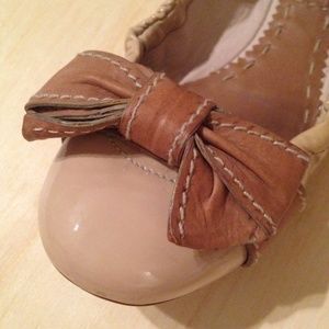 PRADA Nude Patent Leather Ballet Flats